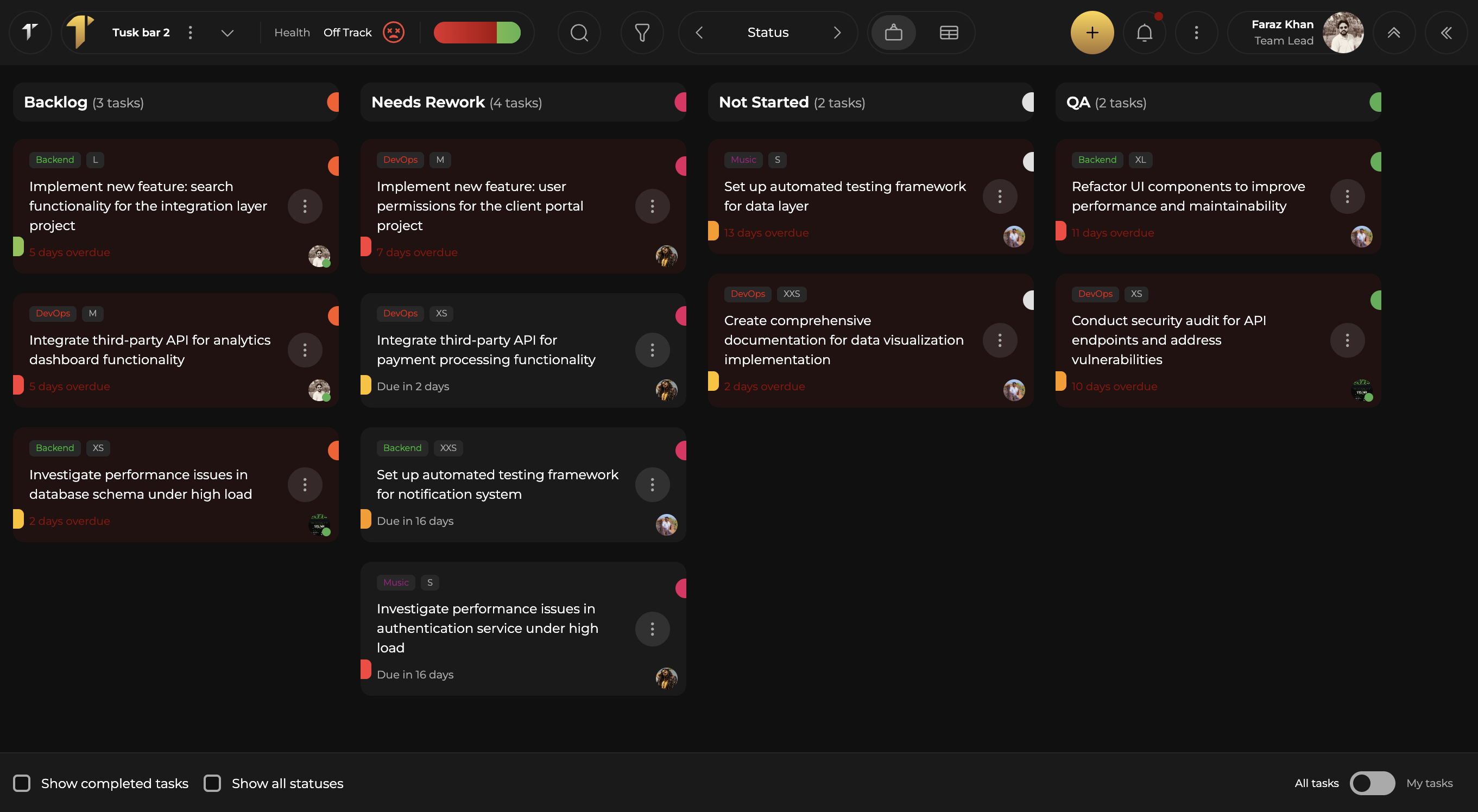 Tuskbar project management app screenshot 2