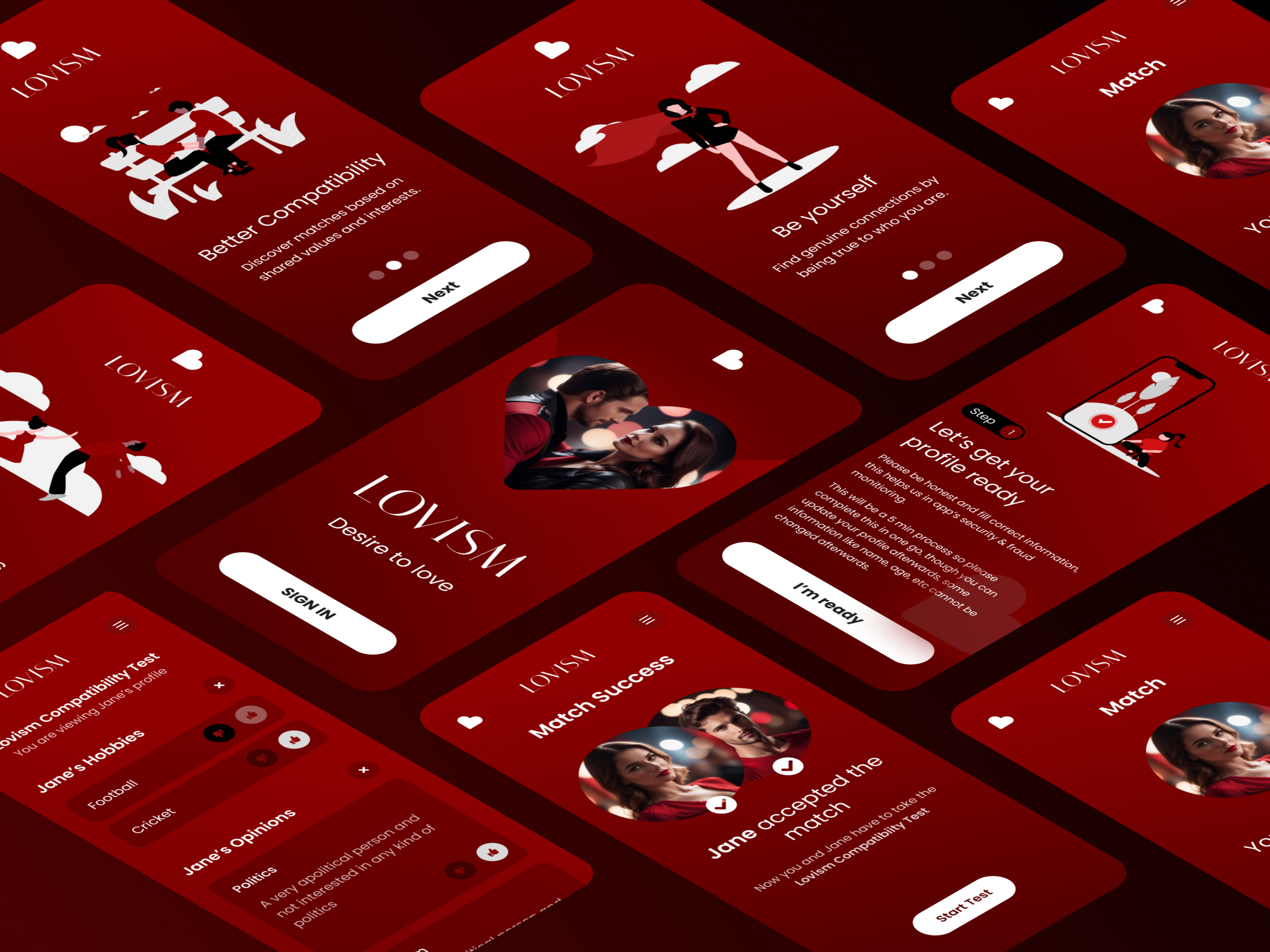Lovism dating app UI design