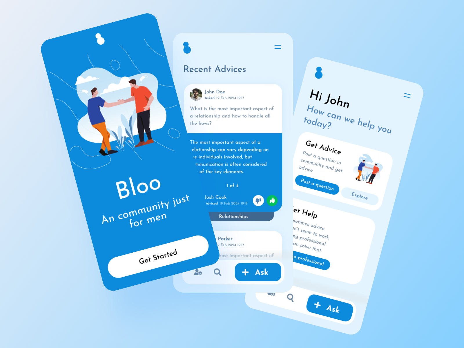 Bloo mental health app UI design