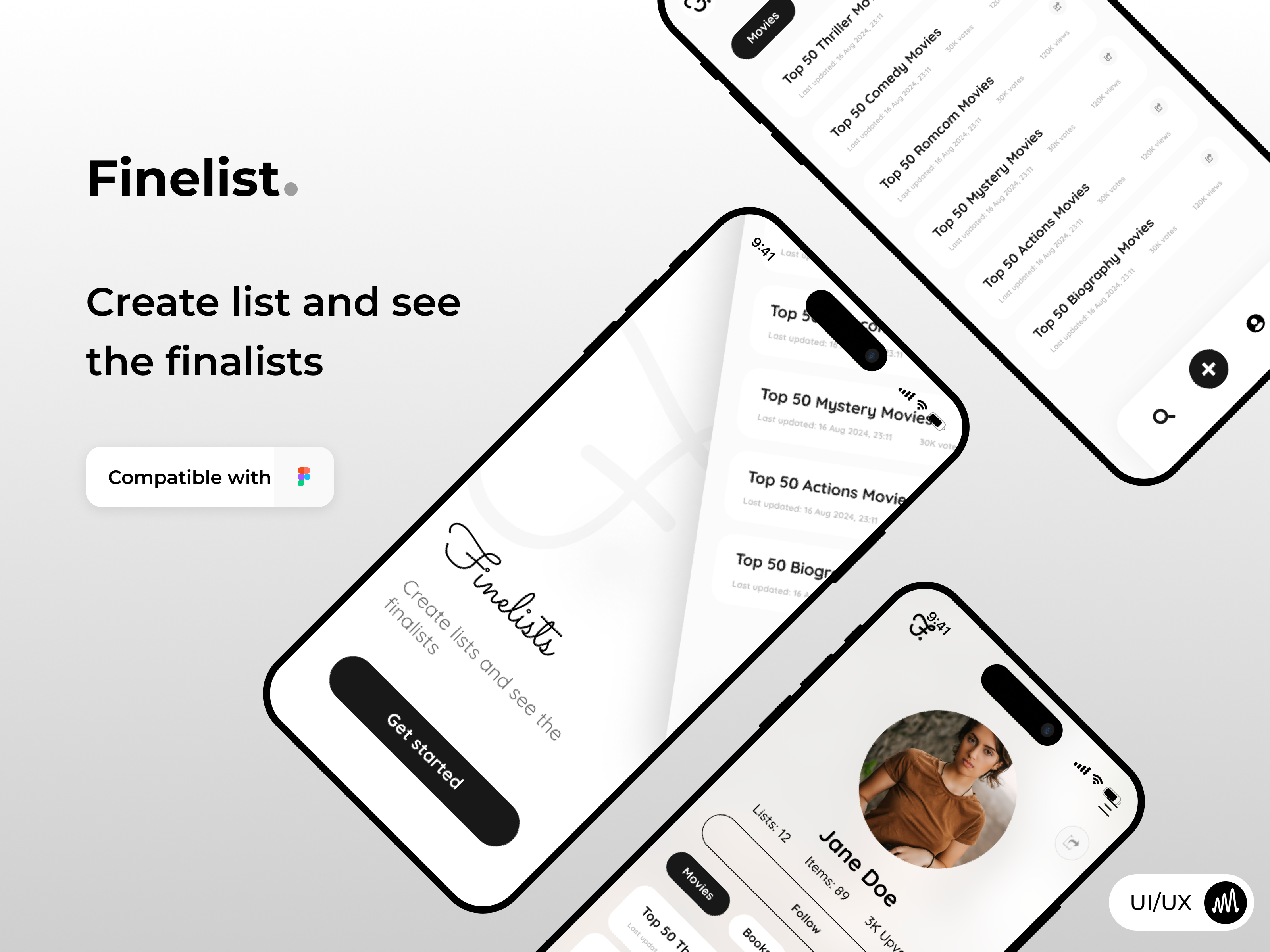 Finelist app interface screenshot