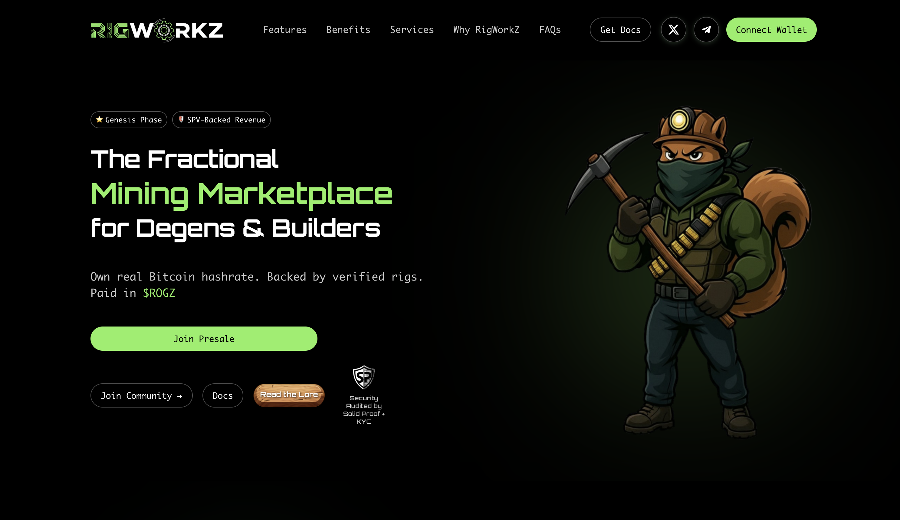 RigWorkZ fractional mining marketplace interface
